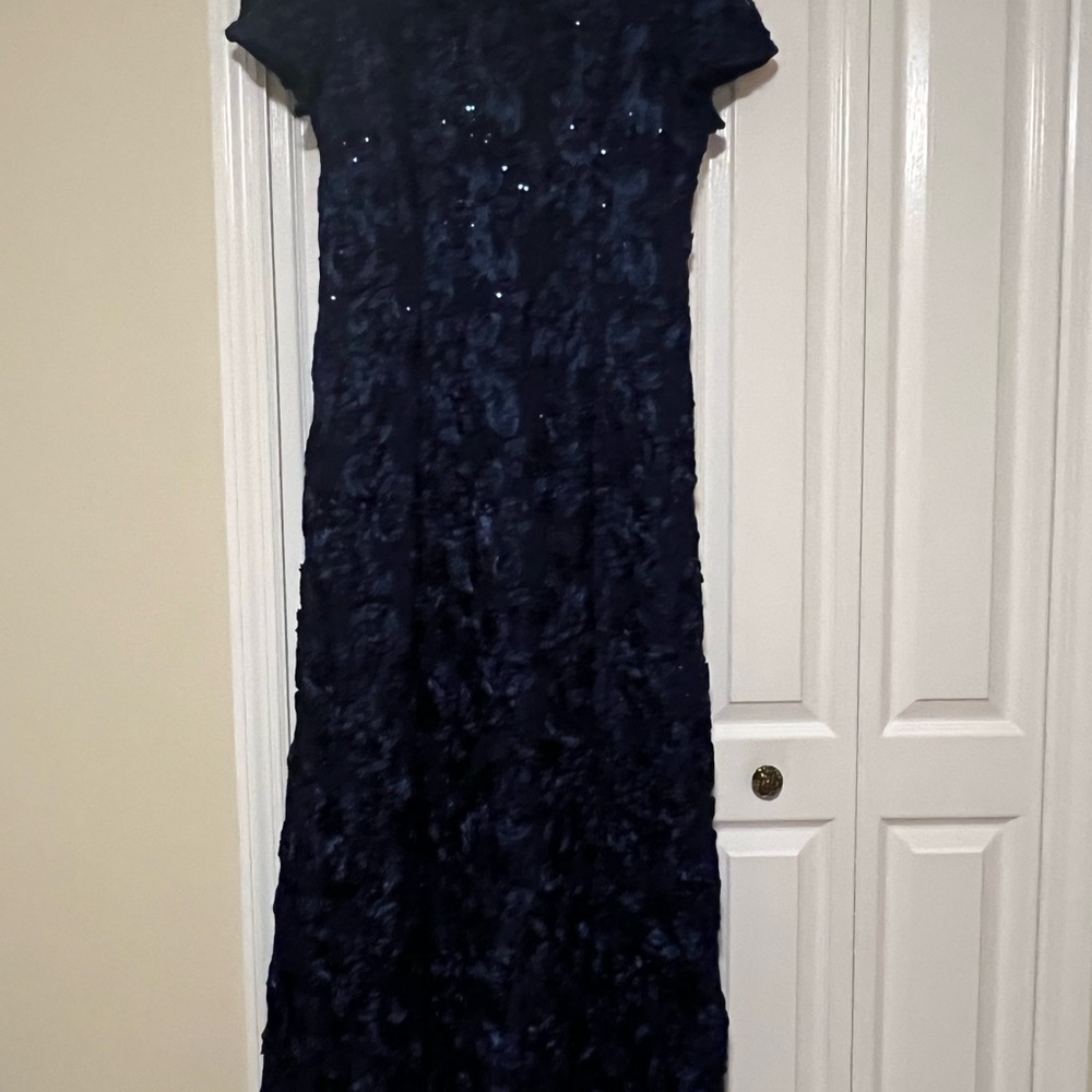 Elegant Navy Blue Lace Dress - Picture 4 of 5